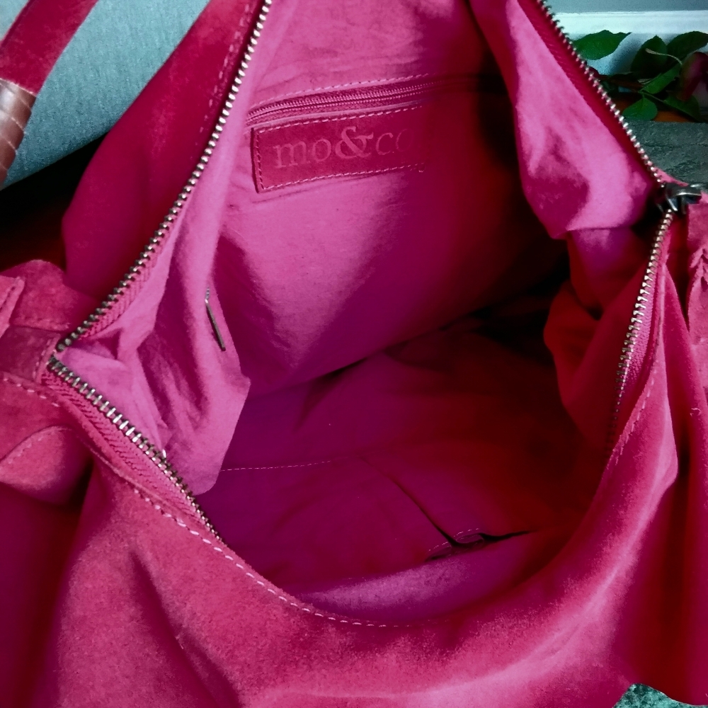 Mo&Co Red Tiered Suede Ruffle Shoulder Bag - Picture 5 of 7